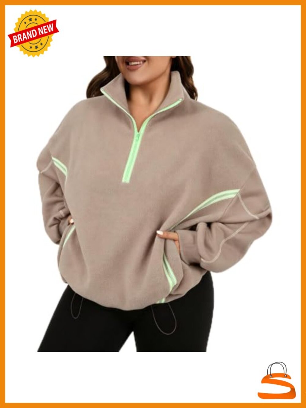 Plus Size Half Zip Fleece Pullover Sweatshirt Oversized Fit